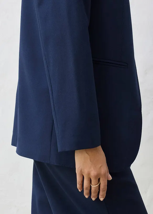 Blazer senza collo in morbido misto lana, bonprix