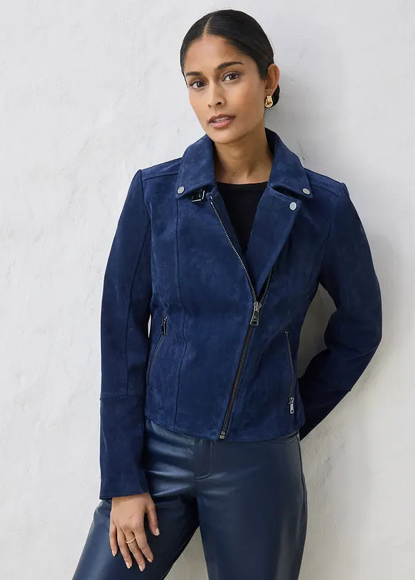 Giacca biker in pelle scamosciata, bonprix