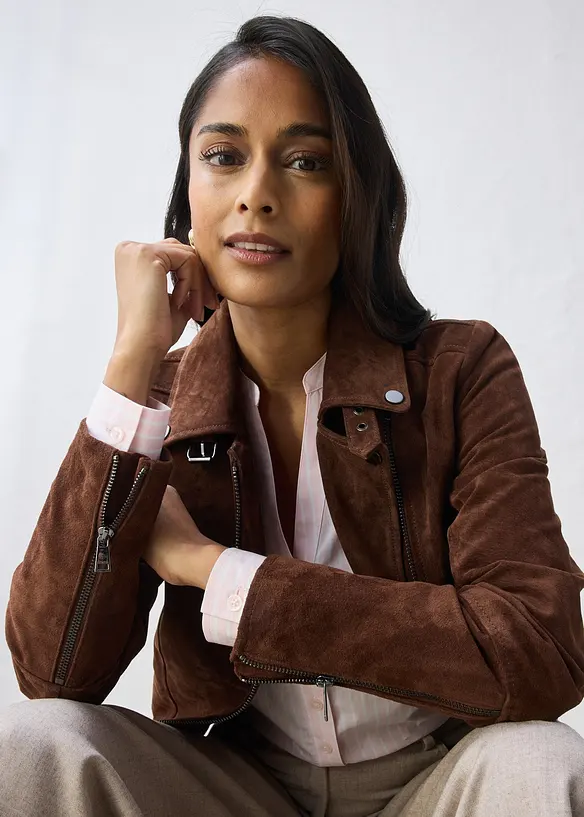 Giacca biker in pelle scamosciata, bonprix