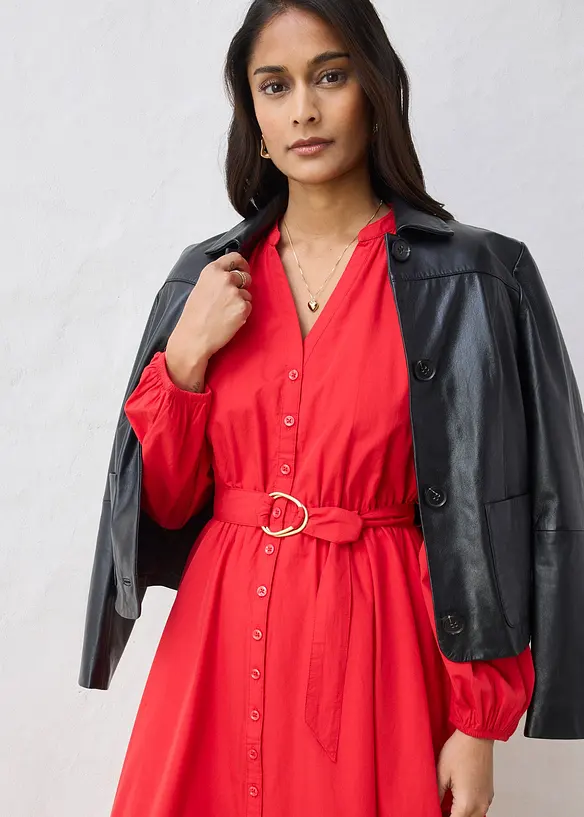 Abito chemisier in misto seta con cintura, bonprix