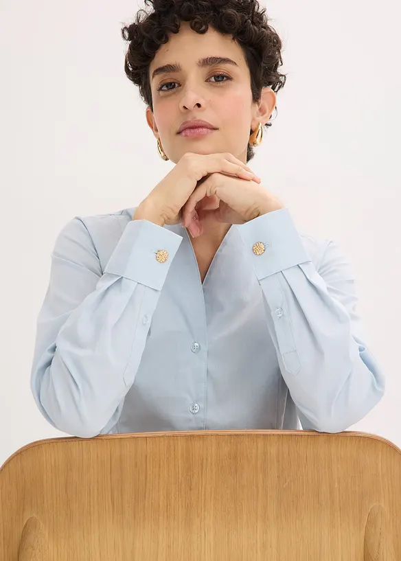 Camicetta in popeline con colletto dritto, bonprix