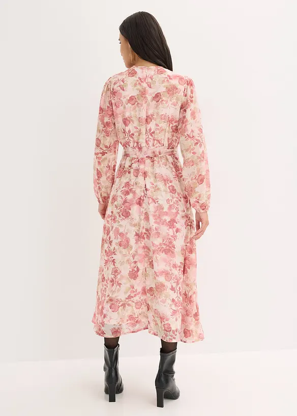 Abito in chiffon con cintura da annodare, bonprix