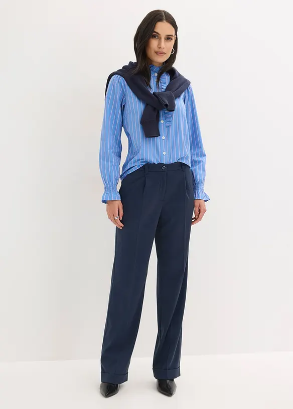 Camicetta in popeline con ruches al colletto, bonprix