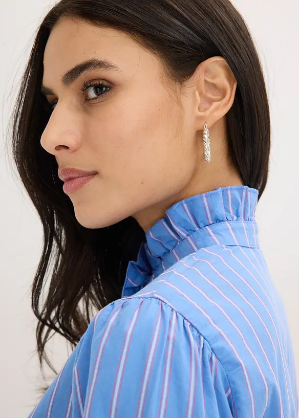 Camicetta in popeline con ruches al colletto, bonprix