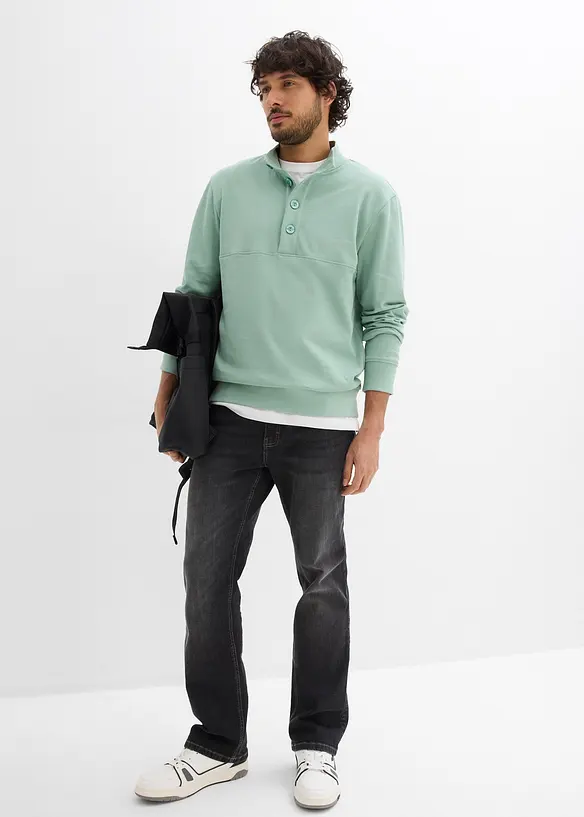 Felpa in puro cotone biologico con abbottonatura, bonprix