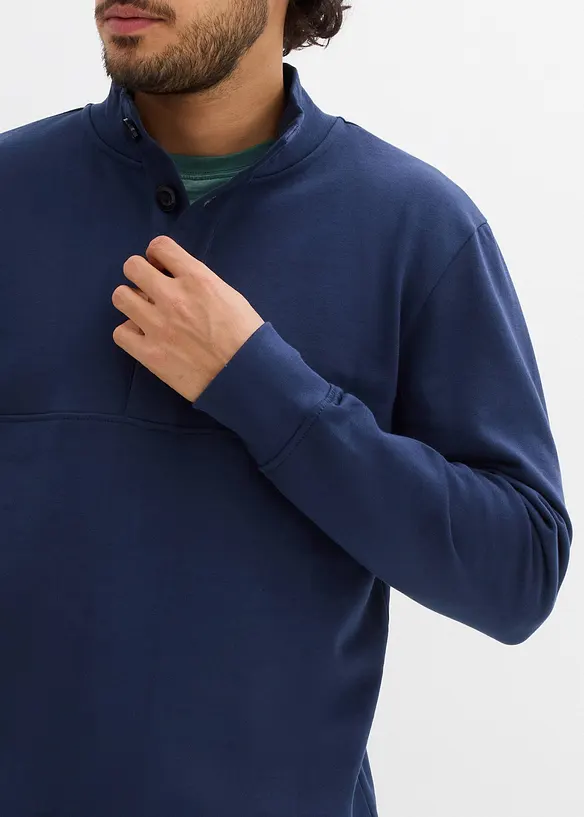 Felpa in puro cotone biologico con abbottonatura, bonprix