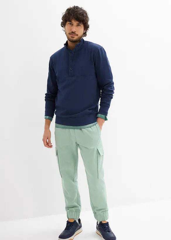 Felpa in puro cotone biologico con abbottonatura, bonprix