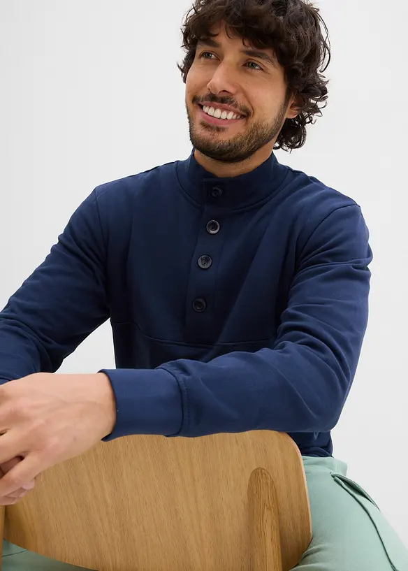 Felpa in puro cotone biologico con abbottonatura, bonprix