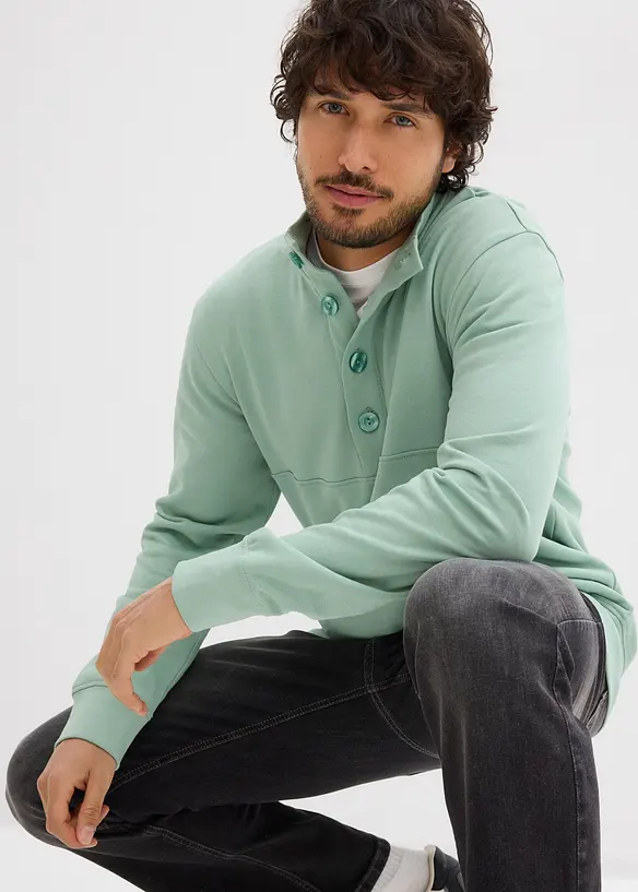 Felpa in puro cotone biologico con abbottonatura, bonprix