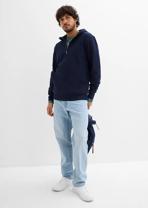 Felpa con cappuccio con cerniera in puro cotone biologico, bonprix
