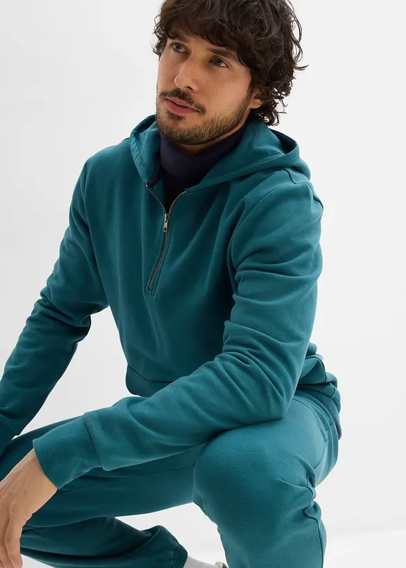 Felpa con cappuccio con cerniera in puro cotone biologico, bonprix