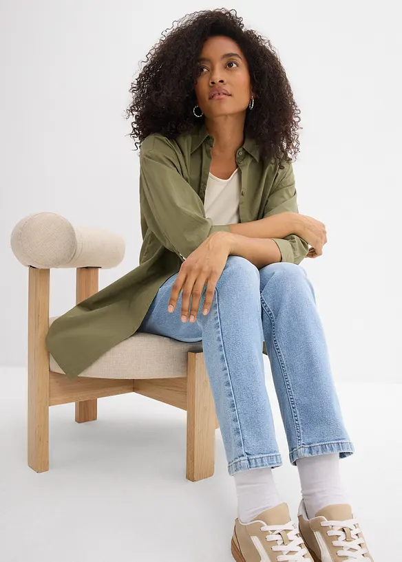 Jeans straight loose fit, vita media, bonprix