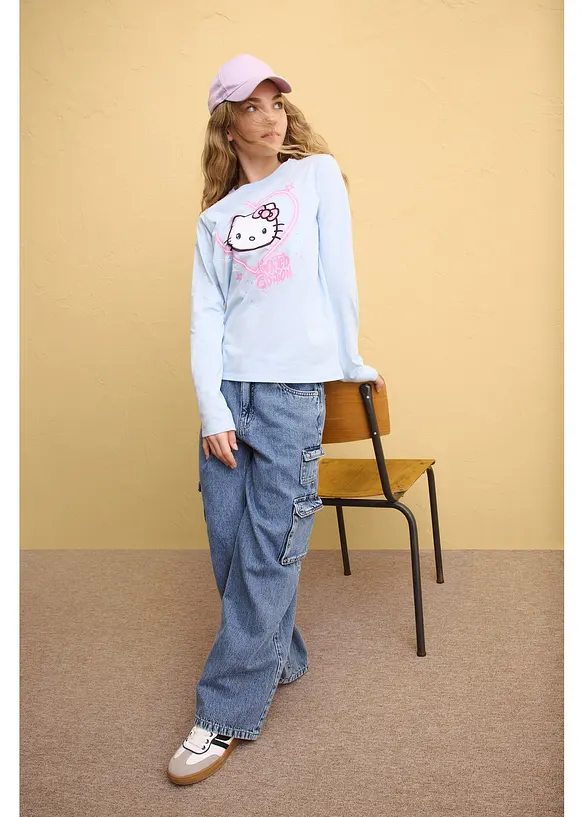 Maglia a maniche lunghe Hello Kitty in puro cotone, Hello Kitty