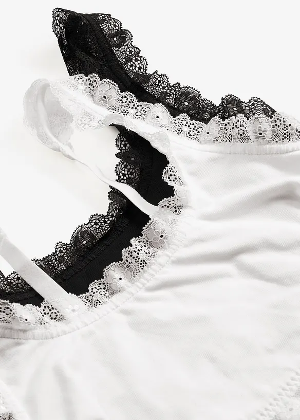 Reggiseno bustier con cotone biologico e pizzo (pacco da 2), bonprix