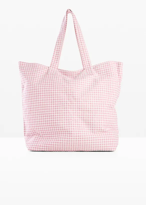 Borsa shopper in tela con quadretti Vichy stampati, bonprix