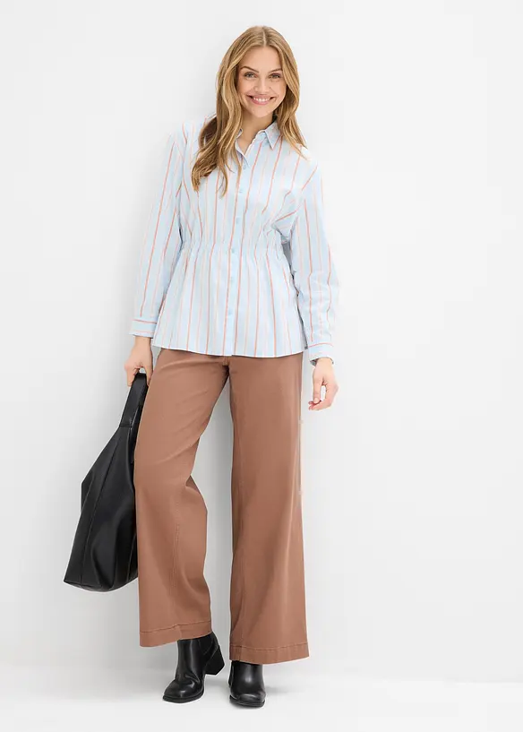 Camicia in popeline di cotone elasticizzato, bonprix