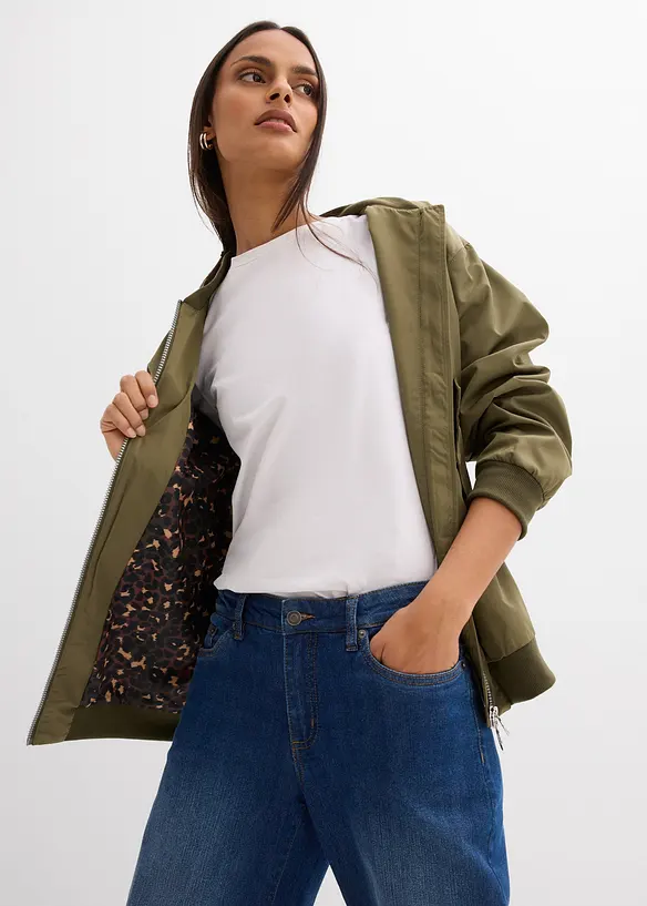 Giubbotto bomber con fodera leopardata, bonprix