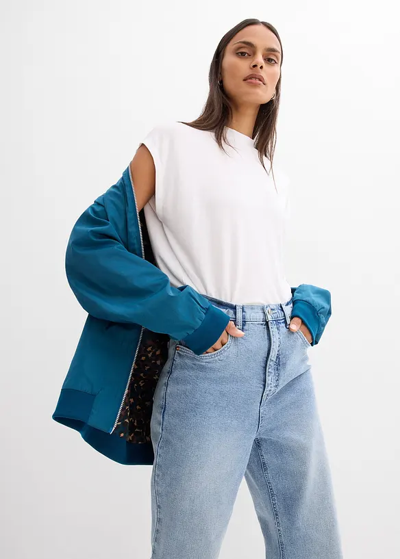 Giubbotto bomber con fodera leopardata, bonprix