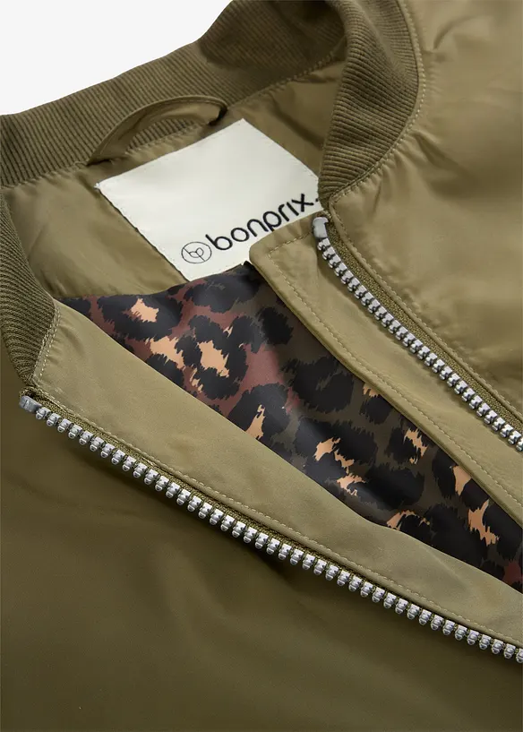 Giubbotto bomber con fodera leopardata, bonprix