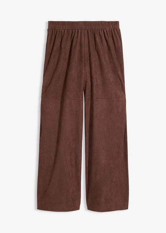 Pantaloni in similpelle scamosciata con elastico in vita, bonprix