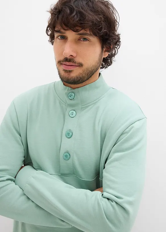 Felpa in puro cotone biologico con abbottonatura, bonprix