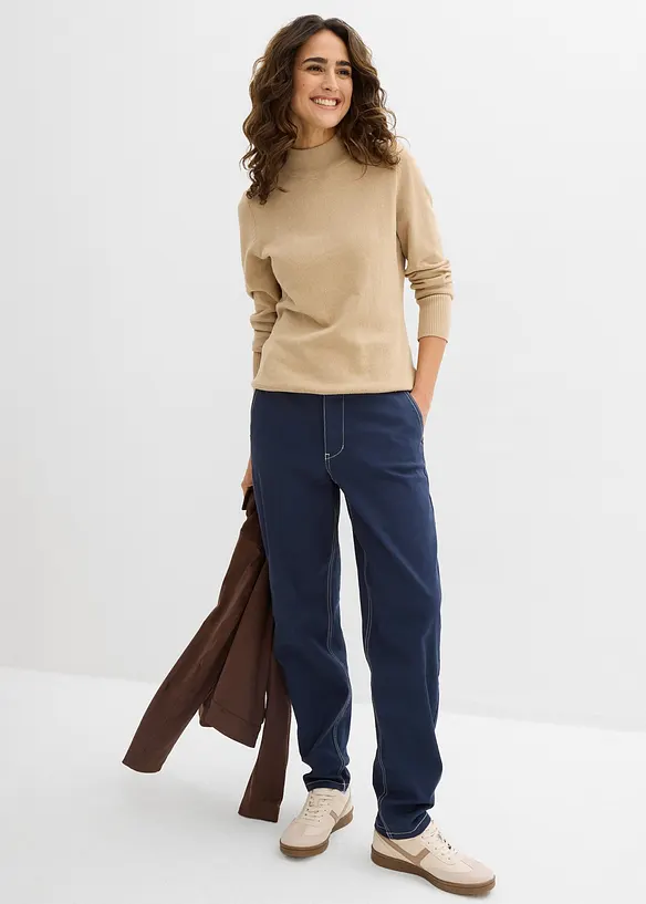 Pantaloni barrel in twill, bonprix