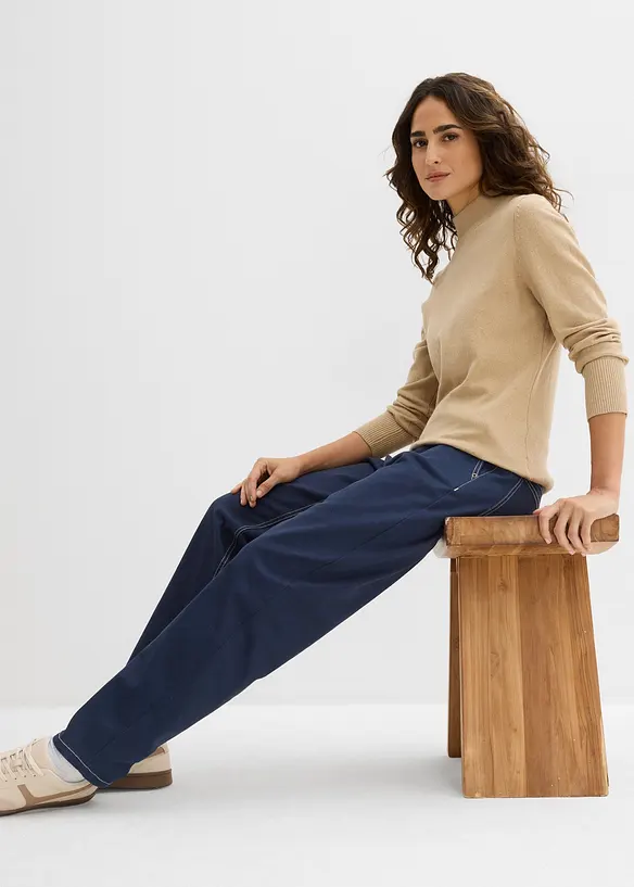 Pantaloni barrel in twill, bonprix