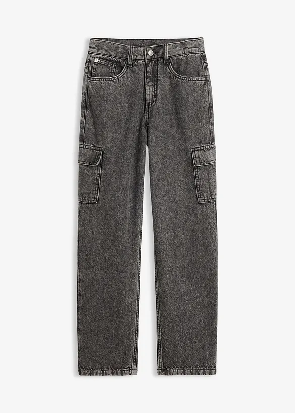 Jeans cargo loose fit con vita regolabile, straight, bonprix