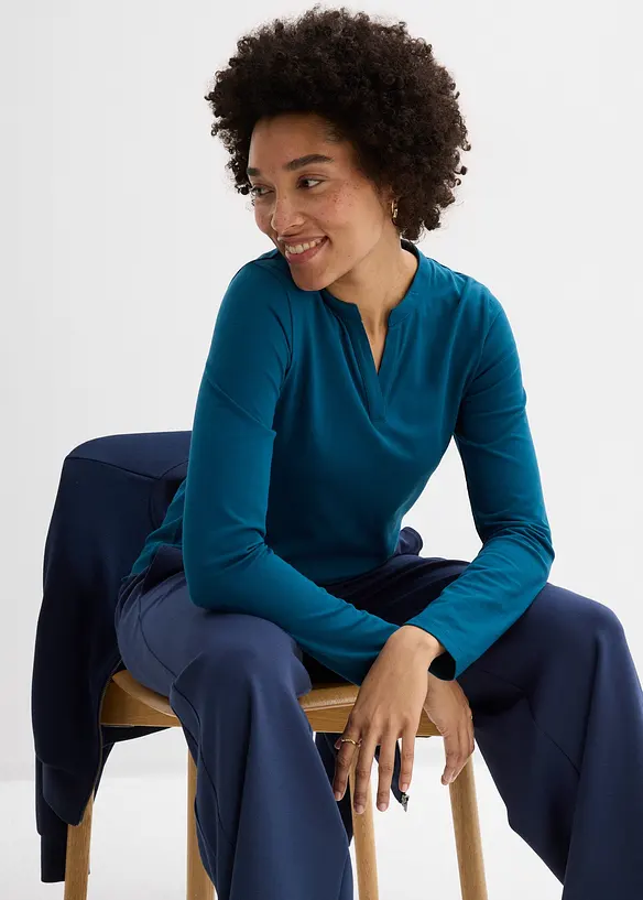 Maglia serafino lunga fino ai fianchi, bonprix