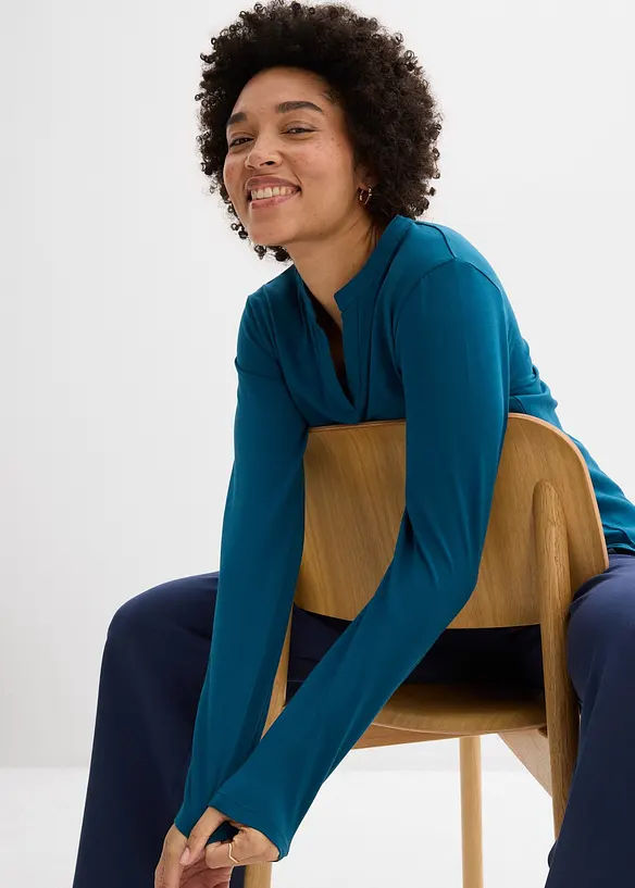 Maglia serafino lunga fino ai fianchi, bonprix