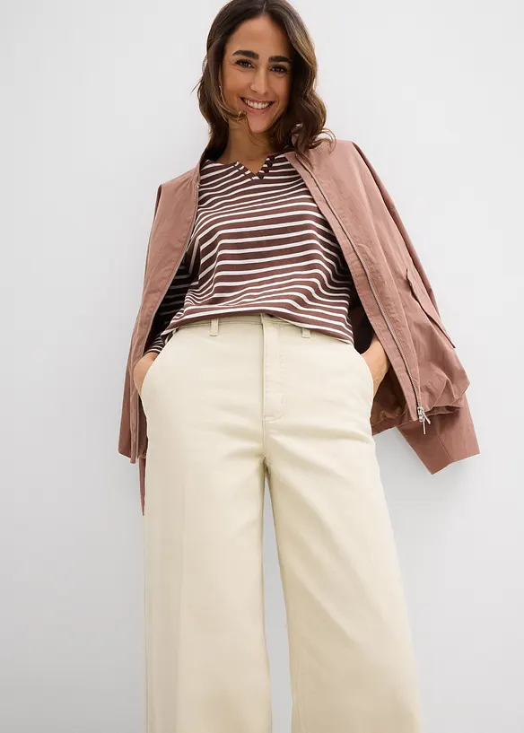 Pantaloni in twill a vita alta, bonprix