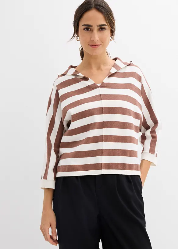 Maglione oversize in filato fine misto cotone, bonprix