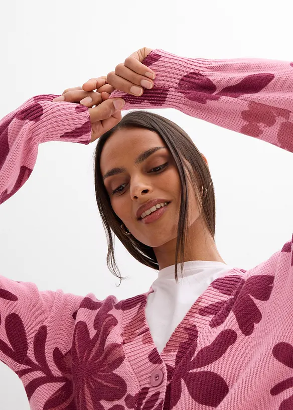 Cardigan con stampa floreale, bonprix