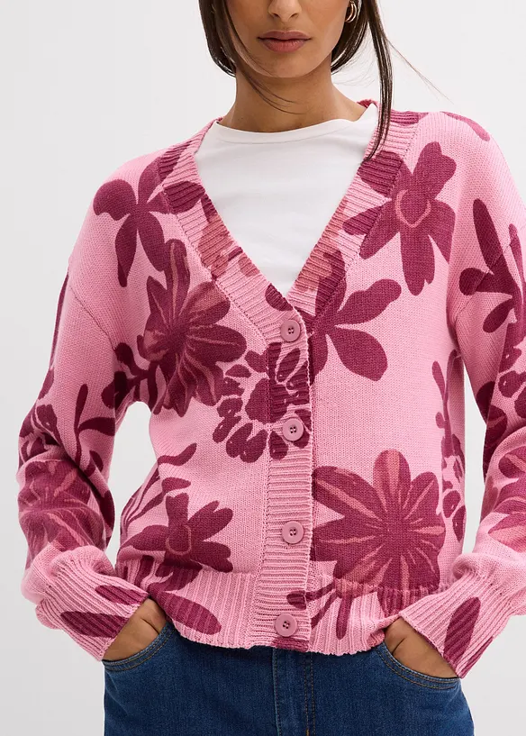 Cardigan con stampa floreale, bonprix
