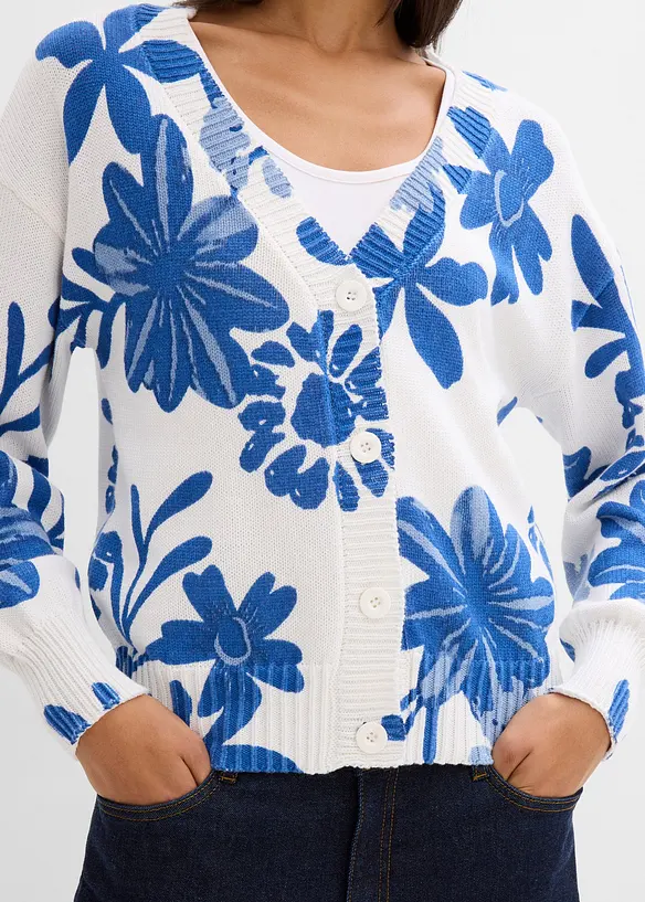 Cardigan con stampa floreale, bonprix