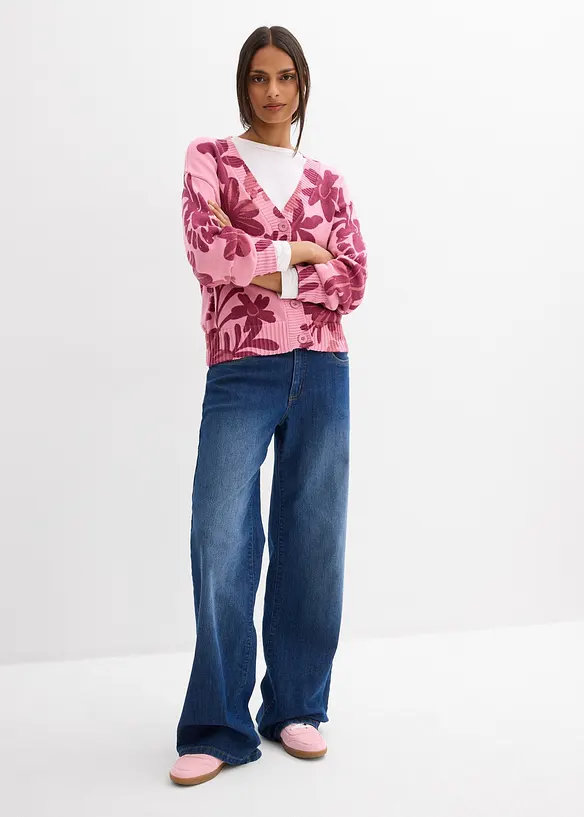 Cardigan con stampa floreale, bonprix