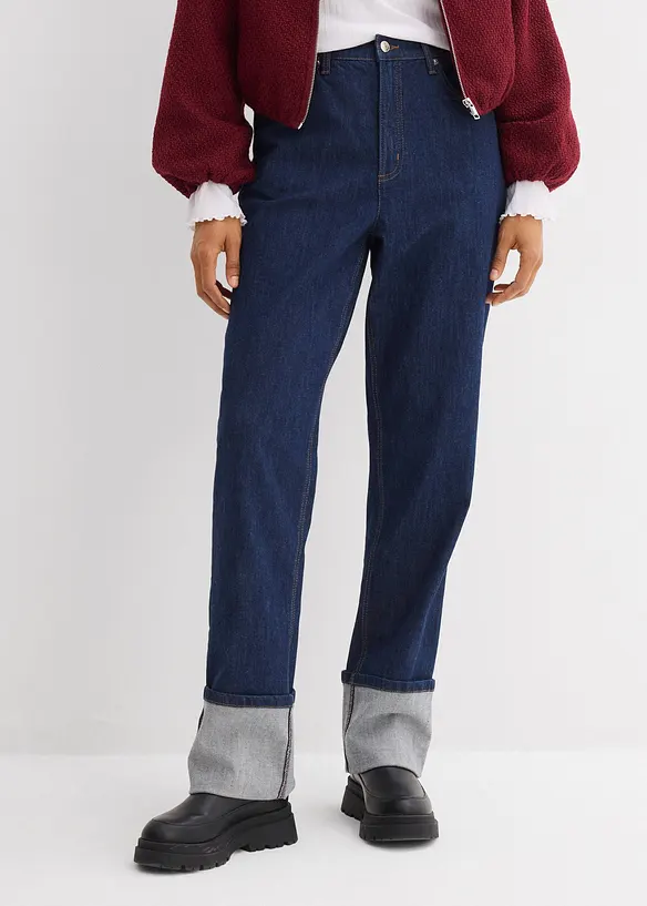 Jeans straight loose fit, vita alta, bonprix