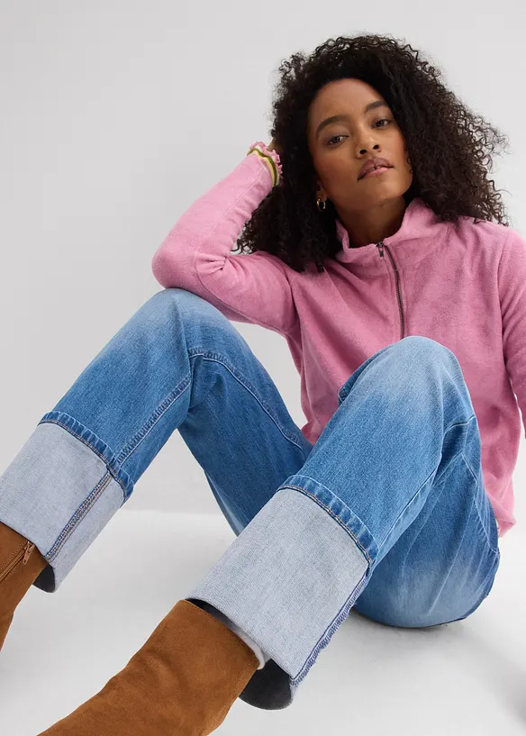 Jeans straight loose fit, vita alta, bonprix