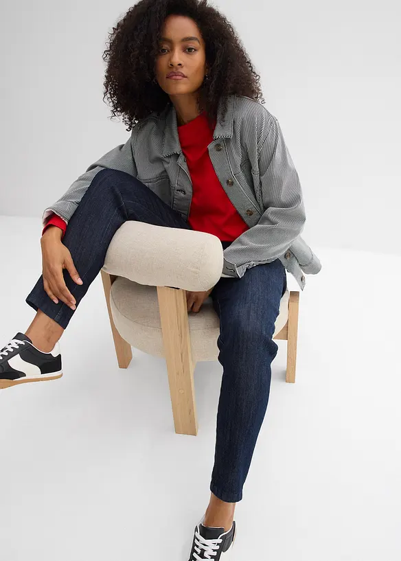 Jeans slim fit cropped, vita alta, bonprix