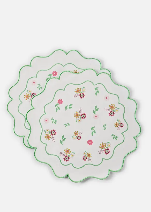 Tovagliette americane rotonde con ricami (pacco da 2), bonprix