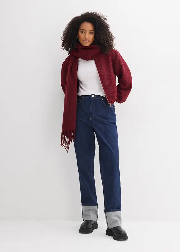 Jeans straight loose fit, vita alta, bonprix