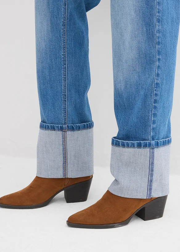 Jeans straight loose fit, vita alta, bonprix