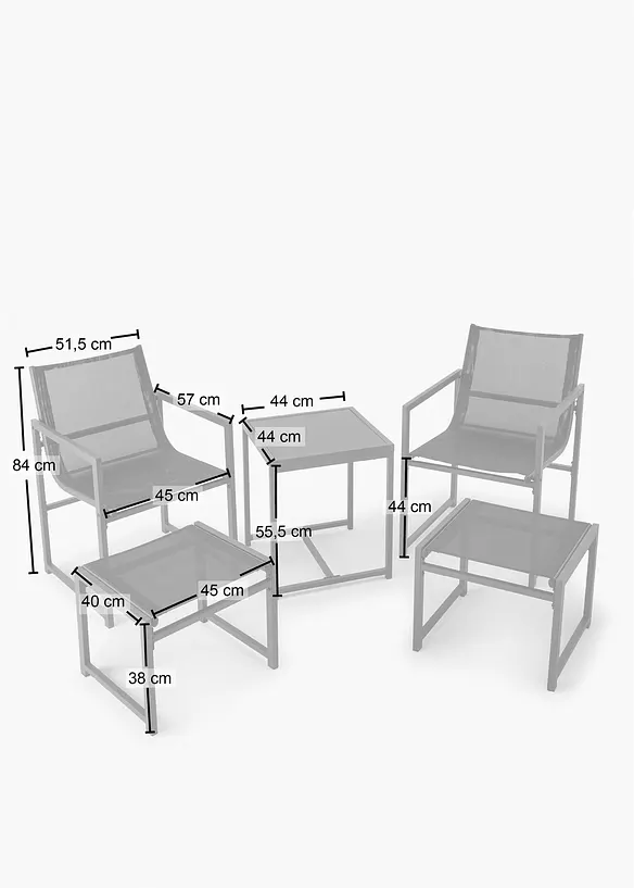 Mobili da giardino (set 5 pezzi), bonprix