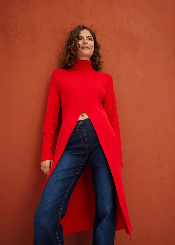 Maglione lungo con spacco, bonprix