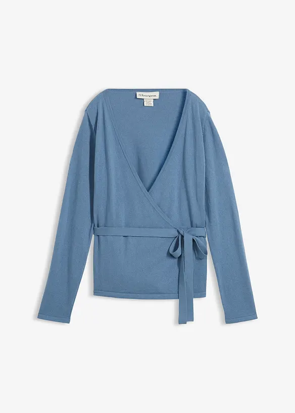 Cardigan incrociato con lana merino, bonprix