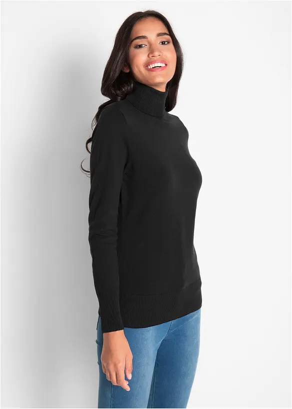 Maglione a collo alto in filato fine, bonprix