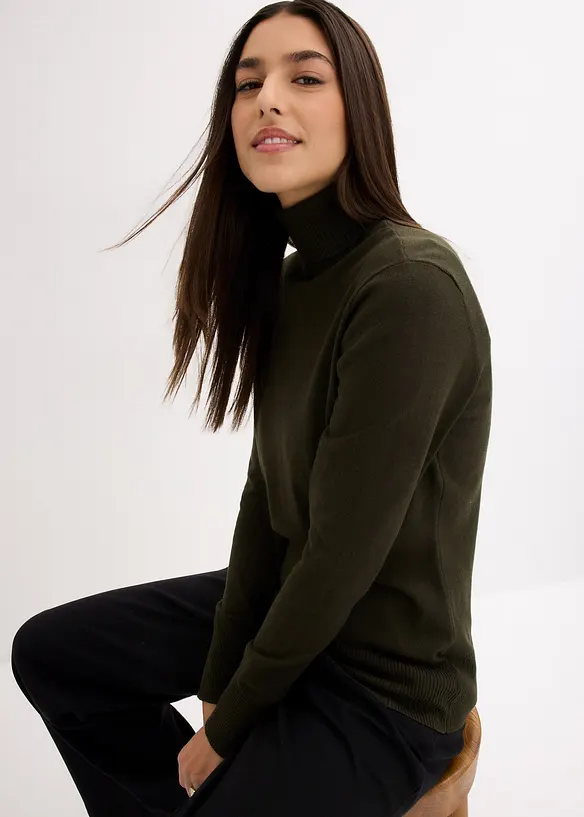 Maglione a collo alto in filato fine, bonprix