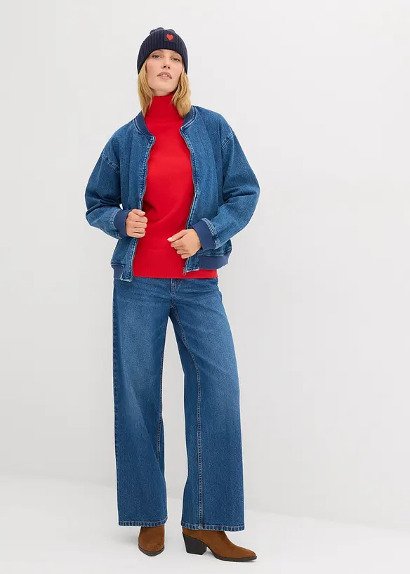 Maglione a collo alto in filato fine, bonprix