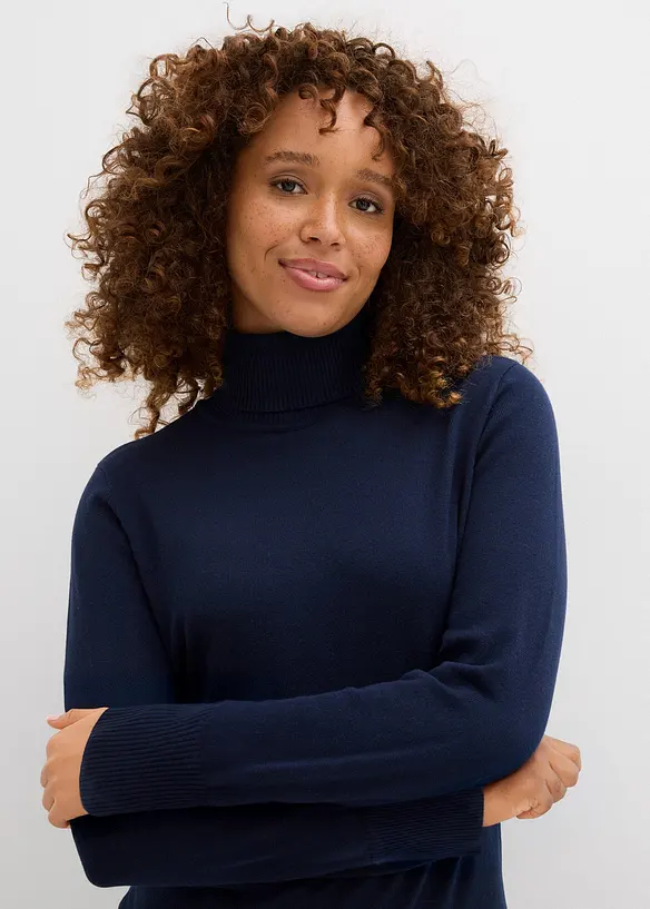 Maglione a collo alto in filato fine, bonprix