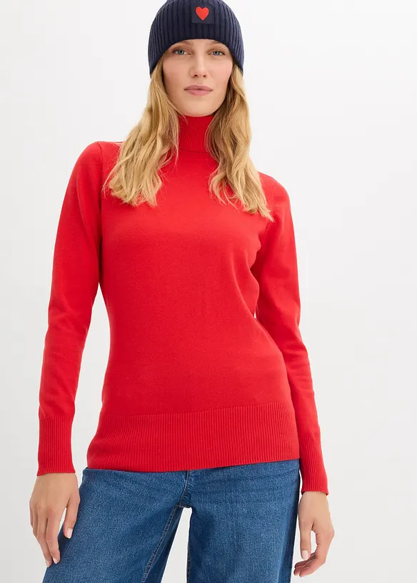 Maglione a collo alto in filato fine, bonprix